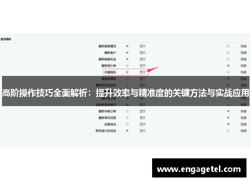 高阶操作技巧全面解析：提升效率与精准度的关键方法与实战应用